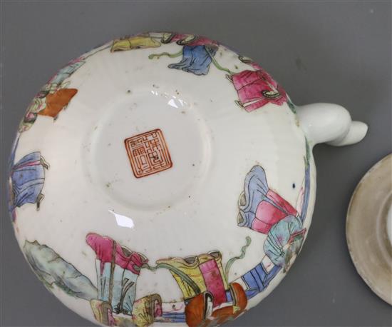 A Chinese famille rose teapot and cover, Xianfeng mark and of the period (1851-61), 15cm across